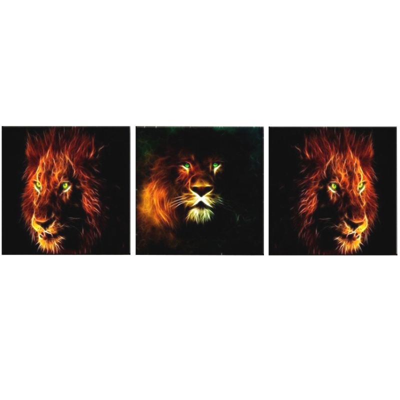Tableau Lion Triplé pour décoration salon unique