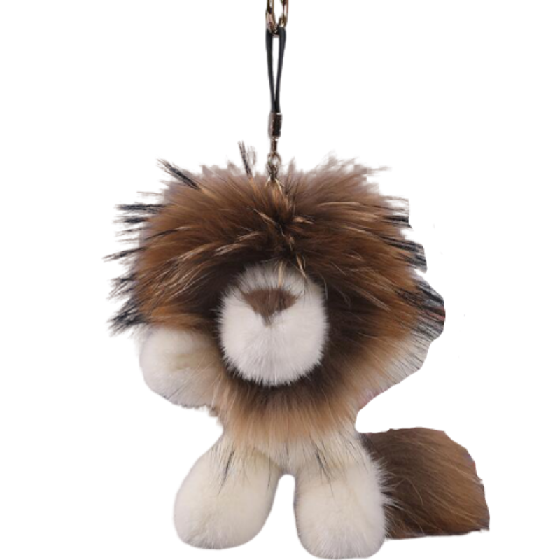 Porte Clés Lion Peluche Beige