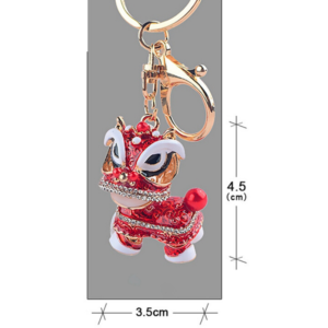 Porte Clés Lion Chinois Rouge dimensions