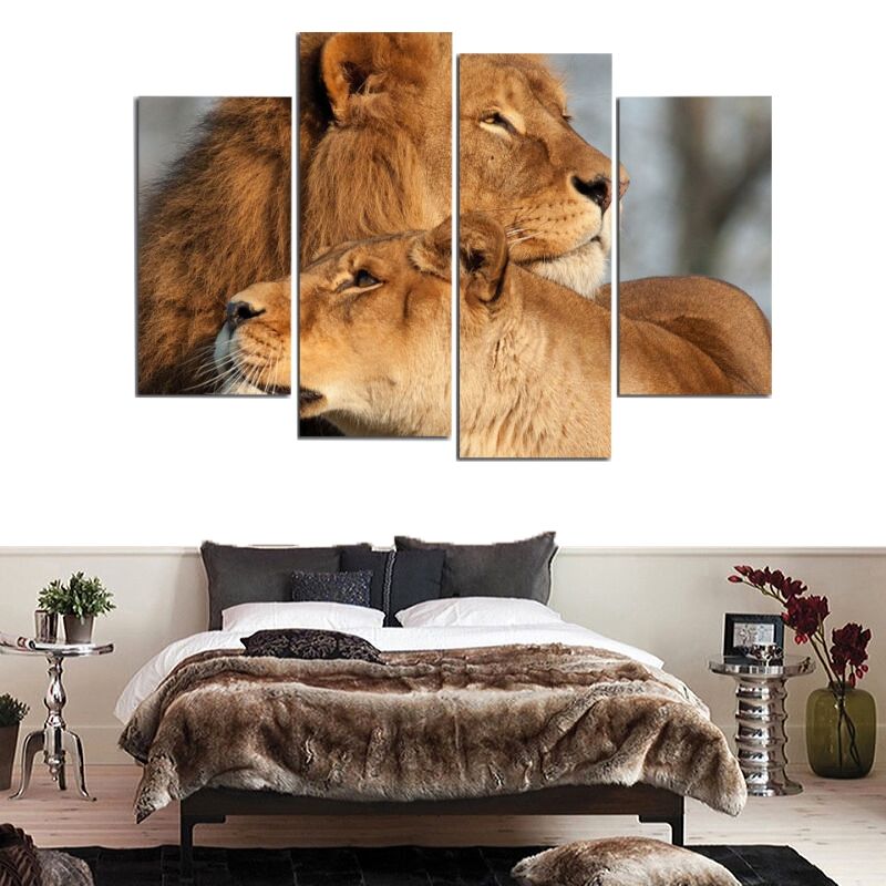 Lion et Lionne Tableau photo lion déco