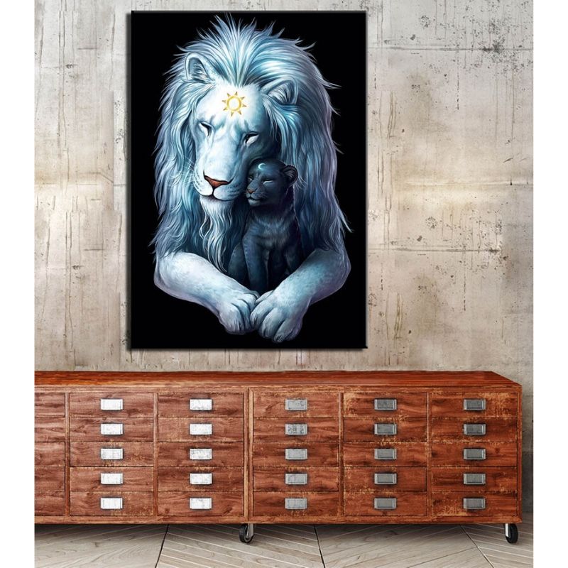 Tableau Lion Certitude dessin d'amour