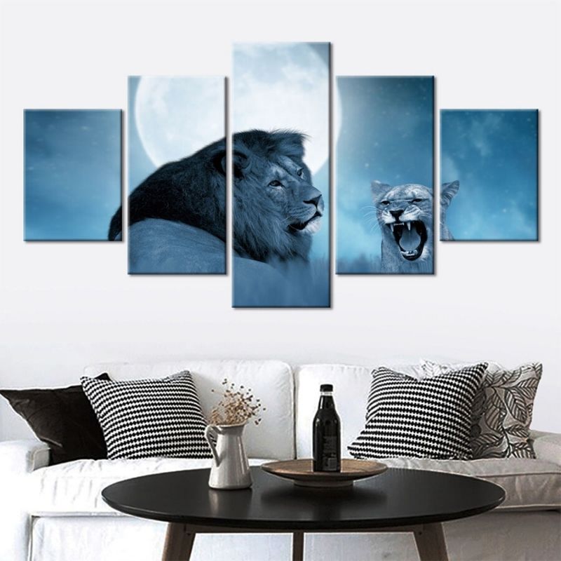 Tableau Lion Innovation décoration d'intérieur bleu