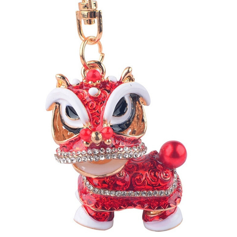 Porte Clés Lion Chinois Rouge