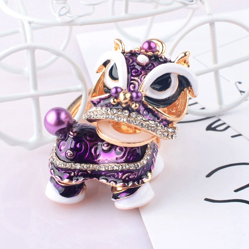 Porte Clés Lion Chinois Violet photo