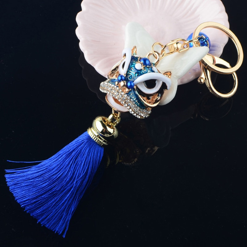 Porte Clés Lion Danse Bleu zoom
