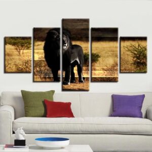 Tableau Lion Noir décoration esprit nature