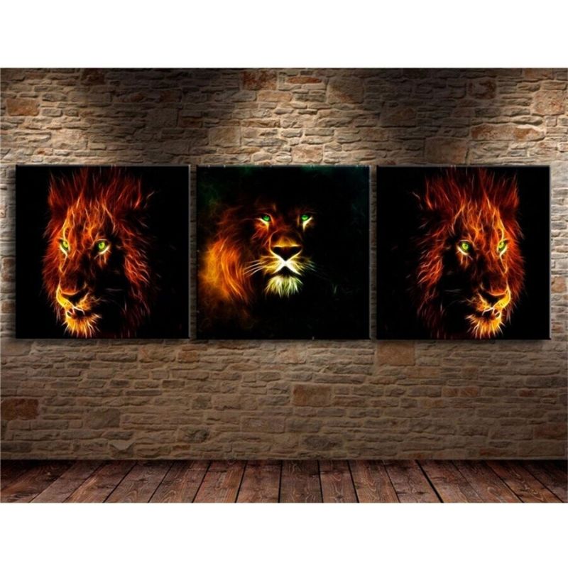 Tabeau Lion Triplé décoration d'intérieur sublime