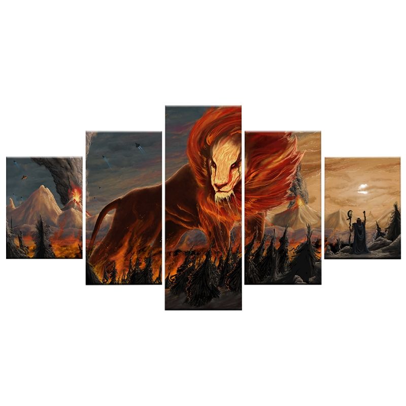 Tableau Lion Animosité peinture manga abstraite