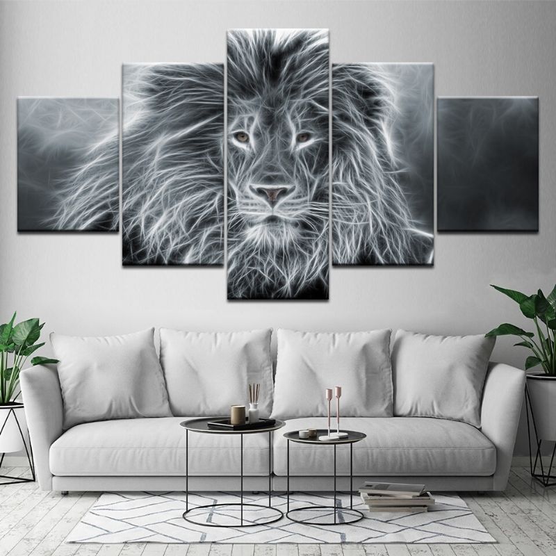 Tableau Lion Richesse 5 pièces