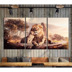 Tableau Lion Vision décor mural au naturel