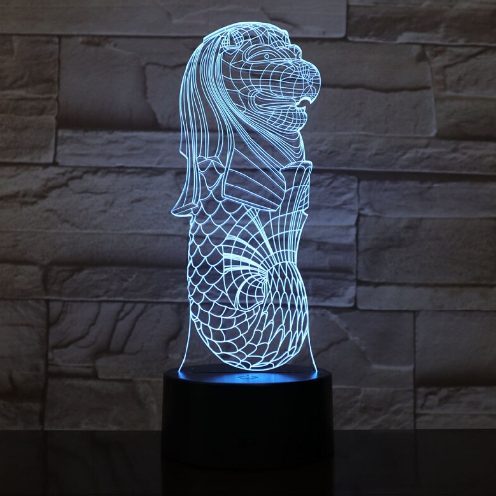 Lampe 3D Lion allumée