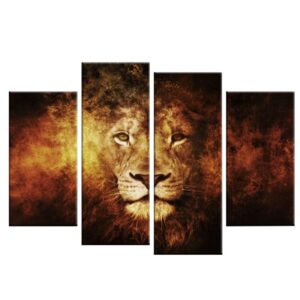 Tableau Lion Design Feu belle décoration  murale