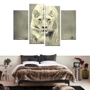 Tableau Lionne décoration d'intérieur noir et blanc