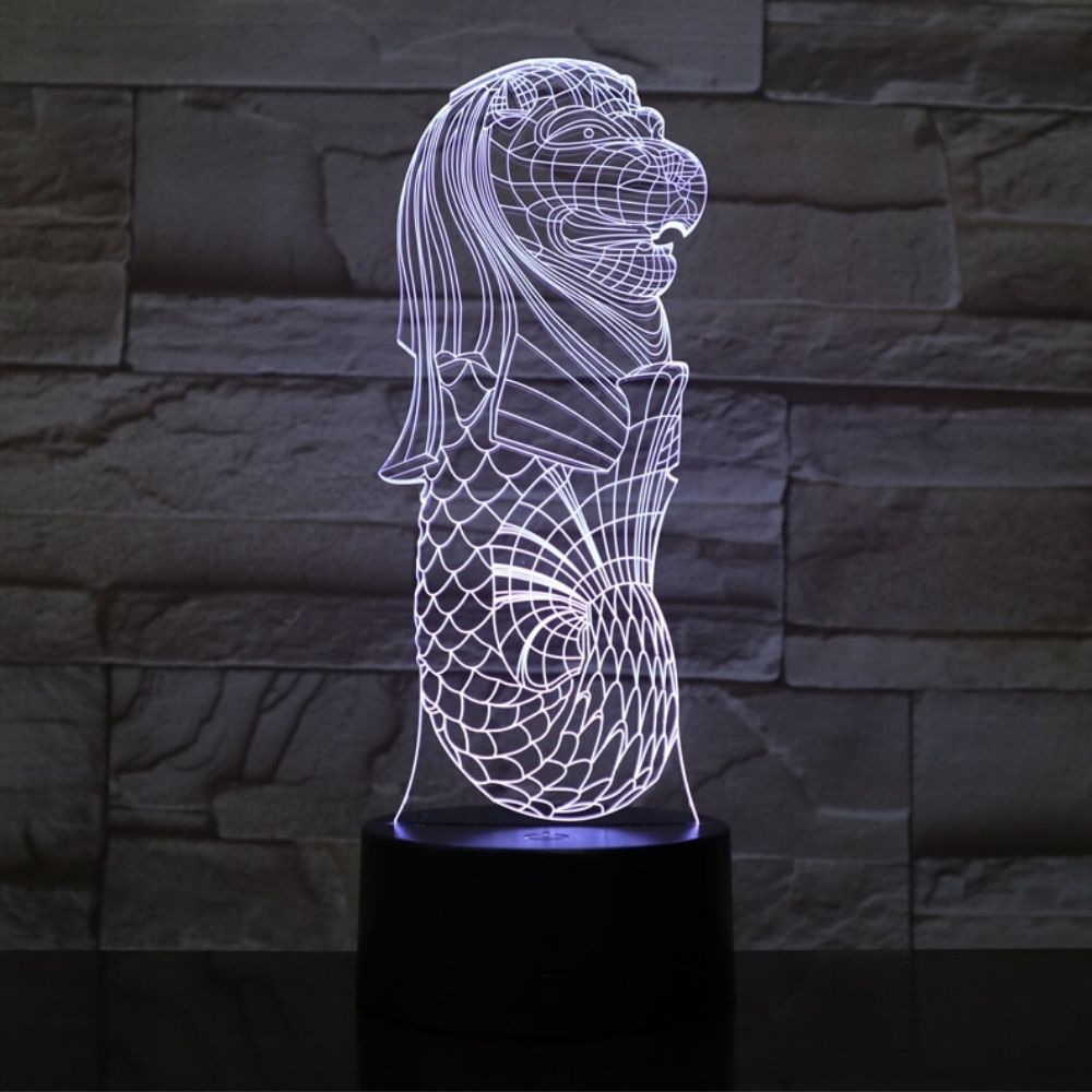 Lampe 3D Lion blanc