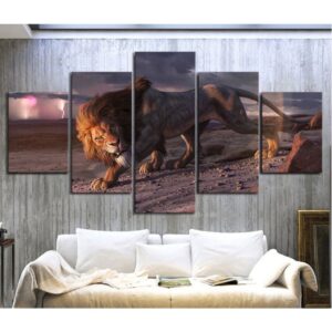 Tableau Lion Hostilité décor animal sauvage