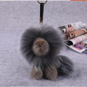 Porte Clés Lion Peluche Grise photo
