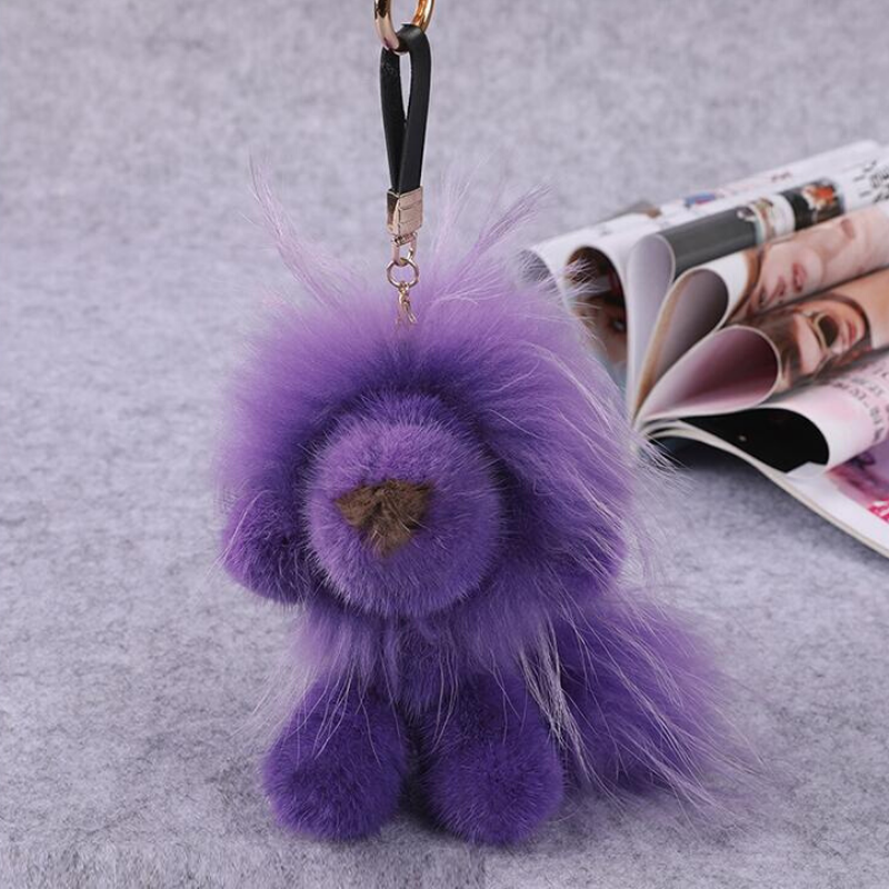 Porte Clés Lion Peluche Violet photo