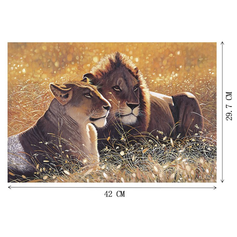 Puzzle lionne en couleur.