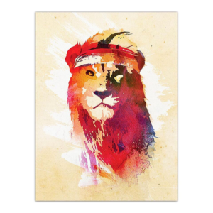 Poster lion portrait rouge.