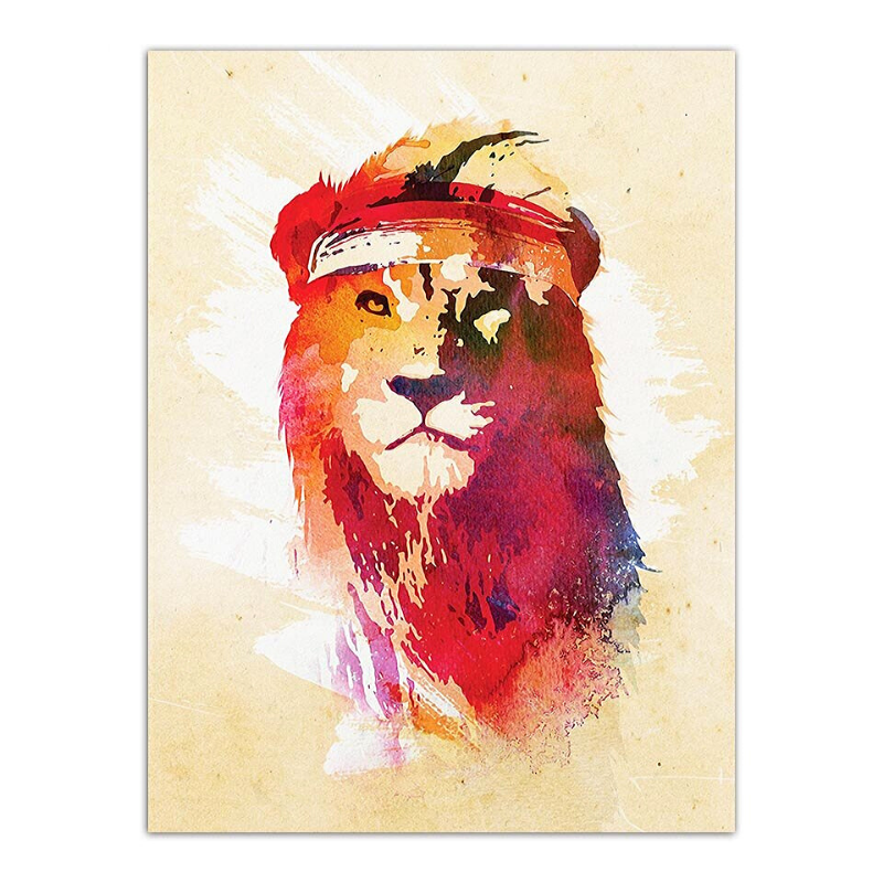 Poster lion portrait rouge.