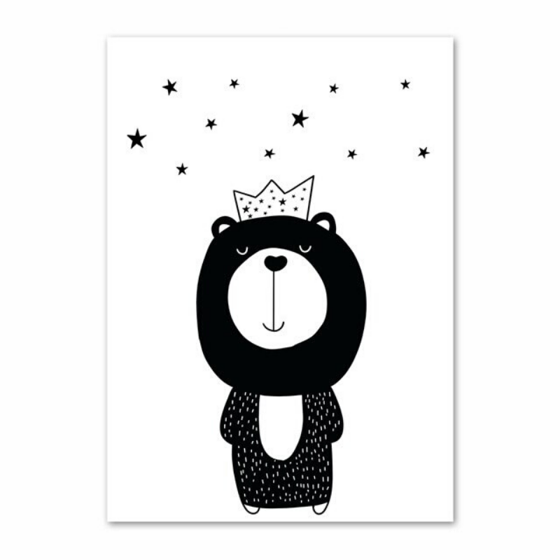 Poster lion noir et blanc.