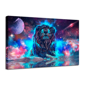 Tableau lion une pièce.