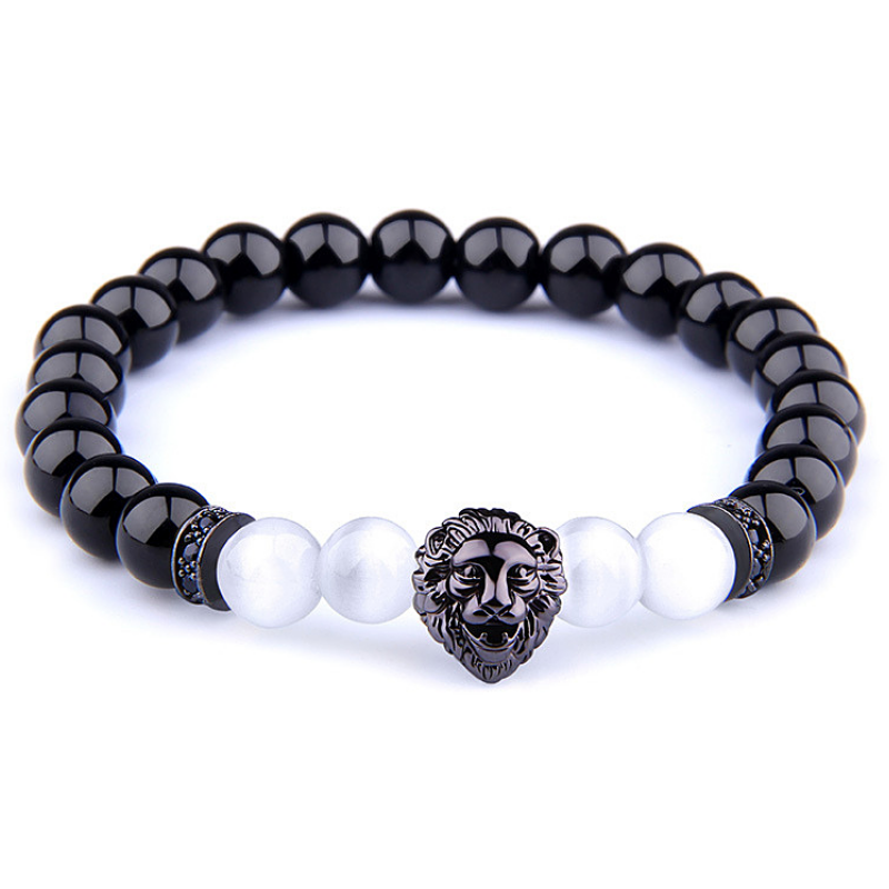 Bracelet Homme Noir et Blanc Lion