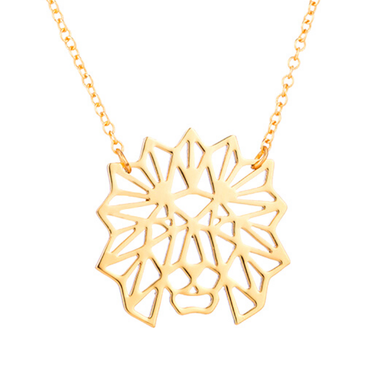 Pendentif lion femme or.