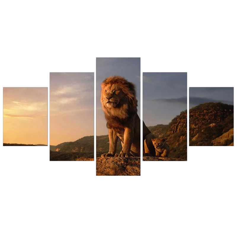 Peinture lion dans la savane.