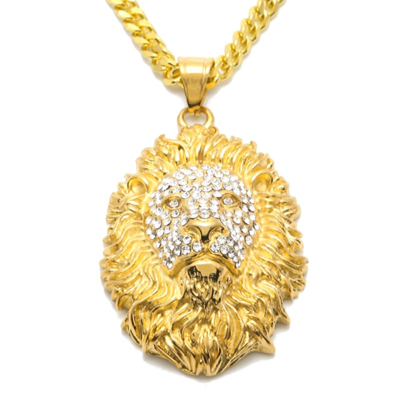 Pendentif tête de lion or.