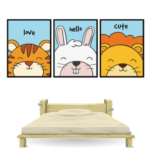 Cadres lion tigre et lapin enfant.
