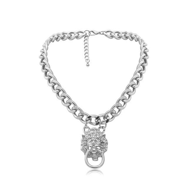 Collier Lion Anneau (Argent)