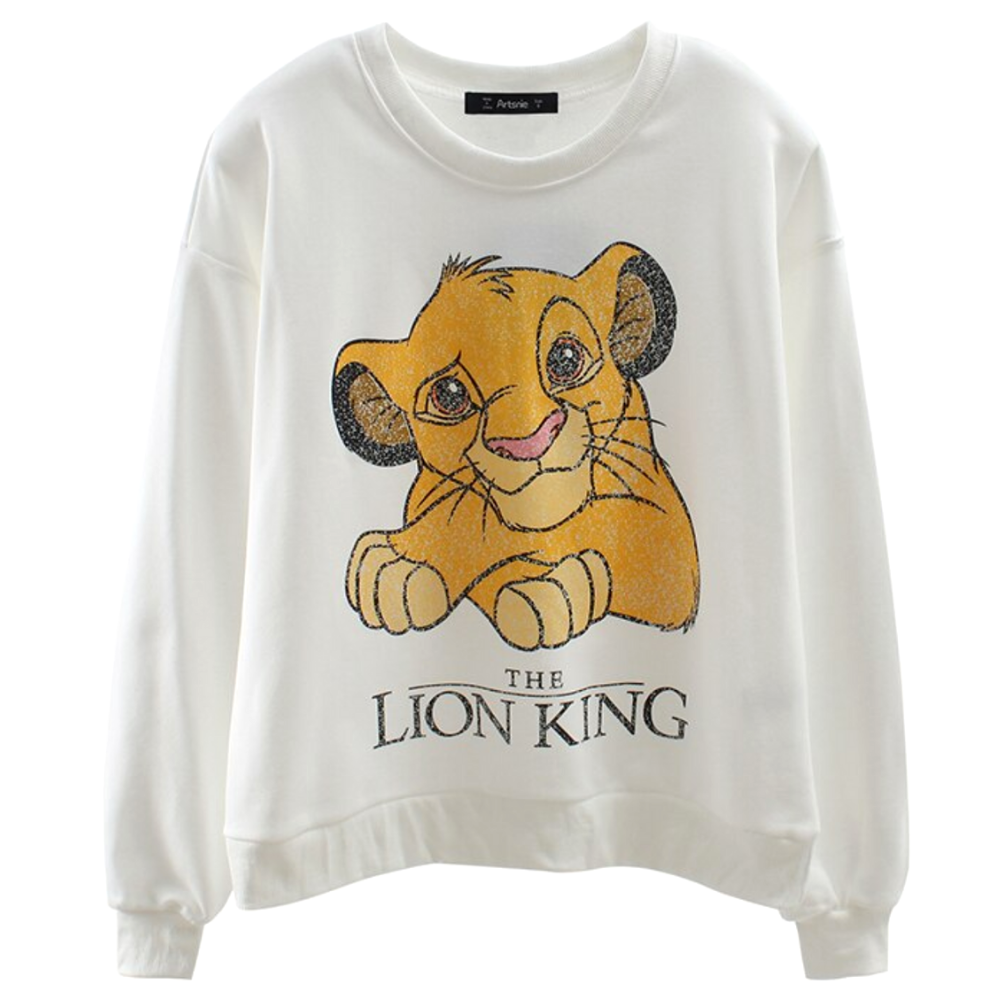 Pull roi lion femme blanc.