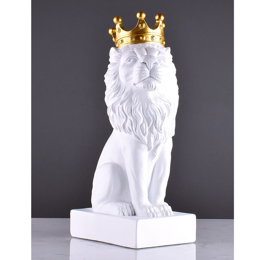 Statue lion blanc déco intérieur.