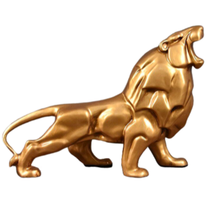 Statue lion résine or.