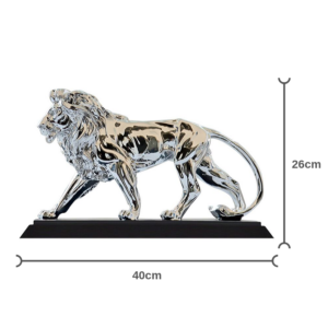 Statue lion argent.
