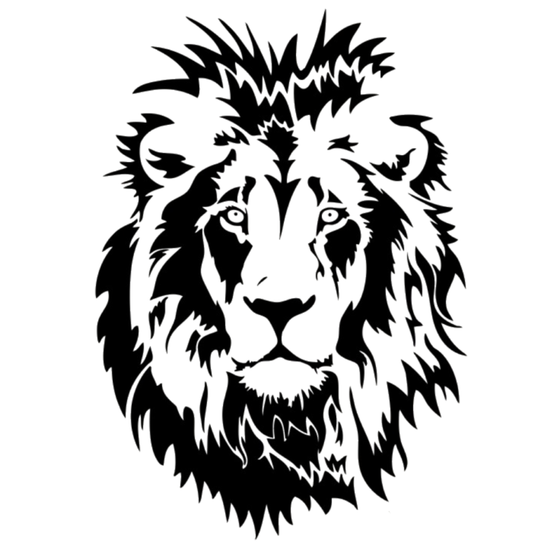 Sticker Lion Noir Portrait Roi