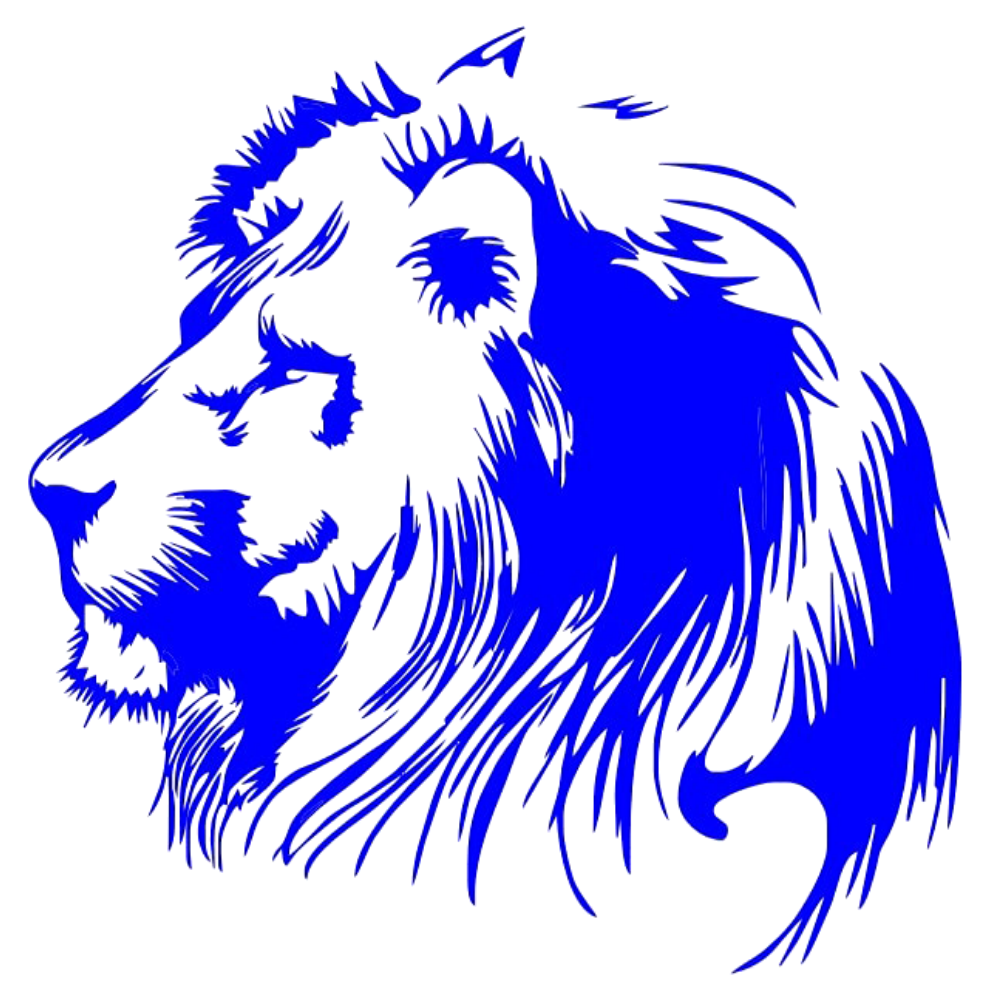 Sticker lion bleu.