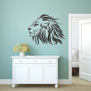 Sticker autocollant lion noir.
