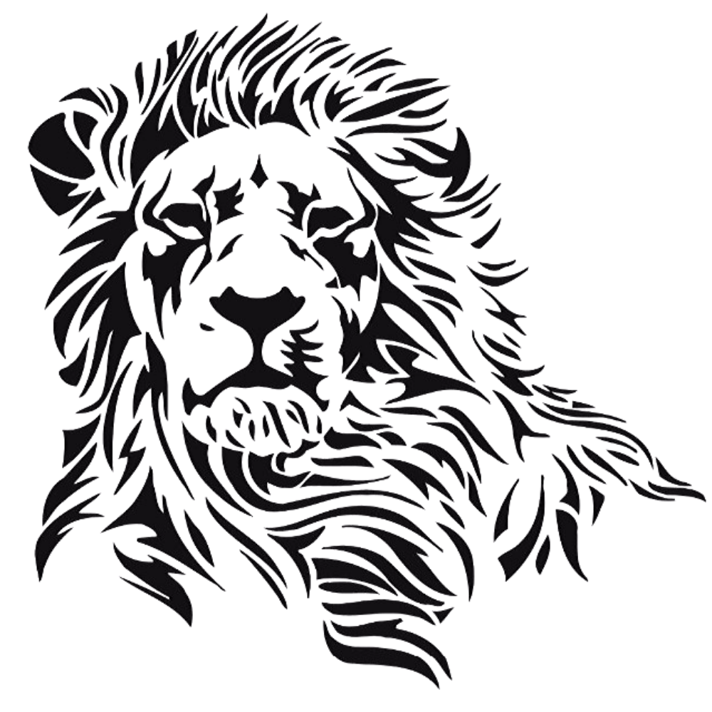 Sticker mural lion noir.