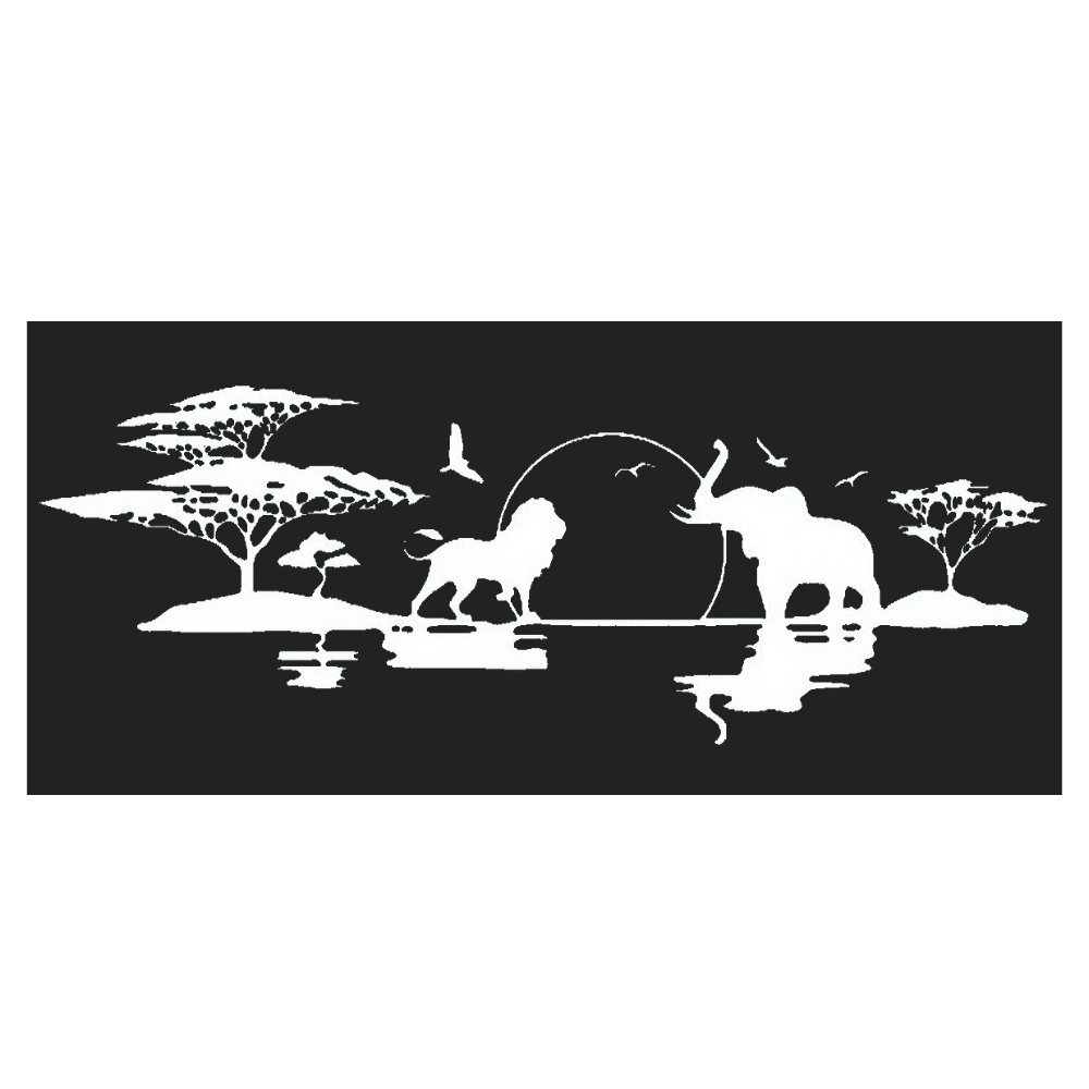 Sticker lion et éléphant blanc.
