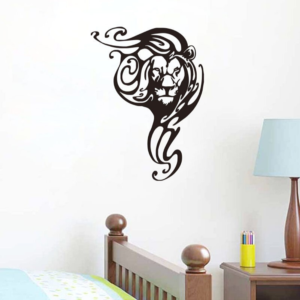 Sticker décor lion noir.