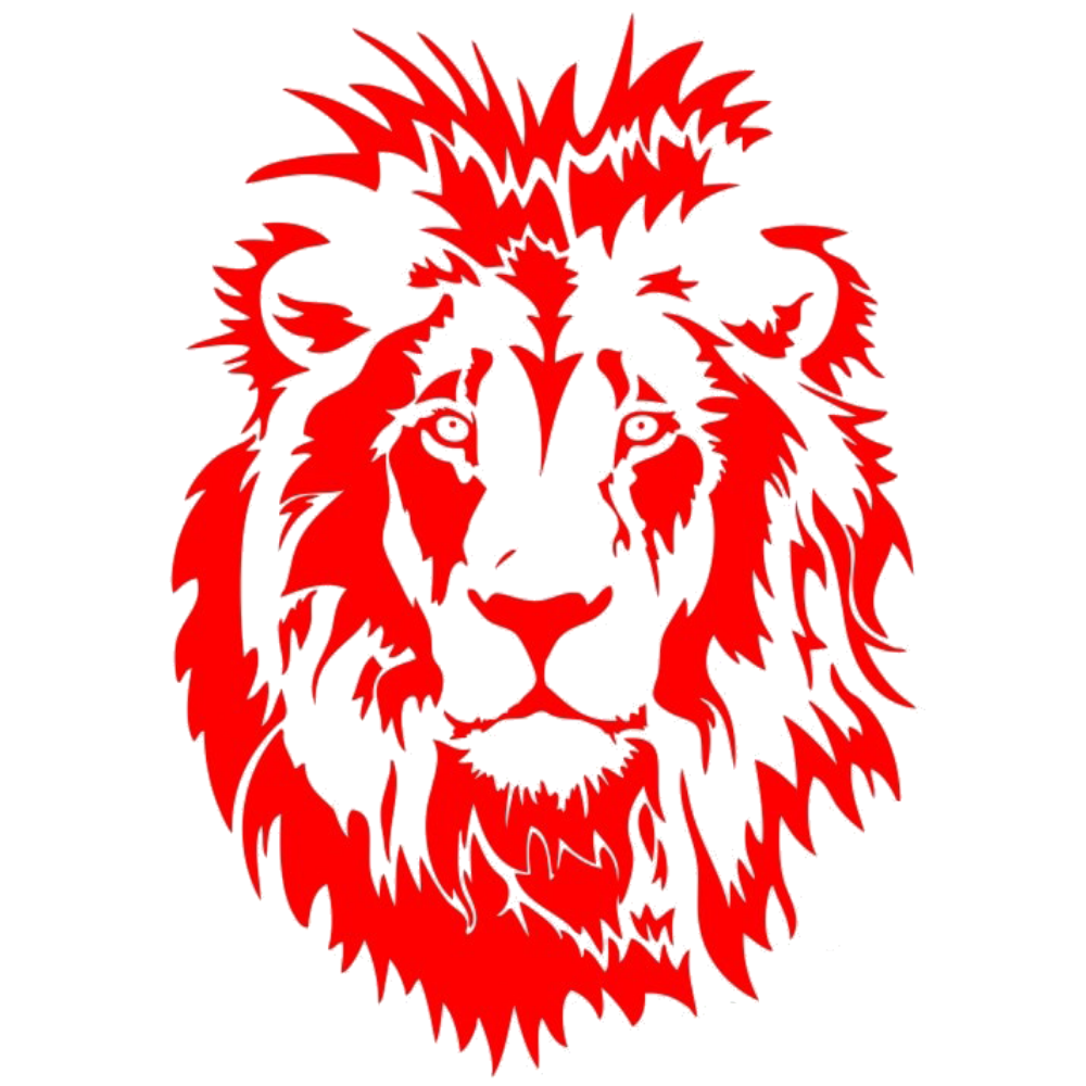 Sticker lion rouge.