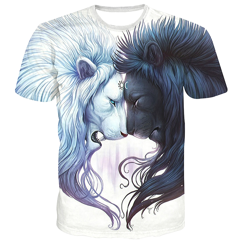 T-shirt blanc avec lion.