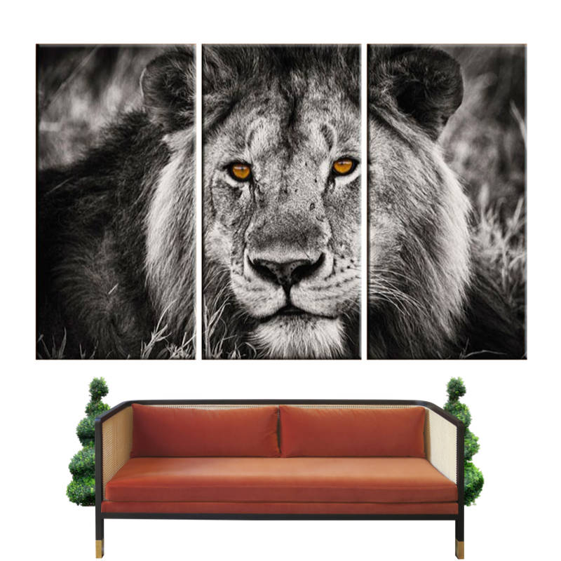 Tableau de Lion Noir et Blanc | Lion Royaume