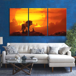 Grand tableau couché de soleil le roi lion.