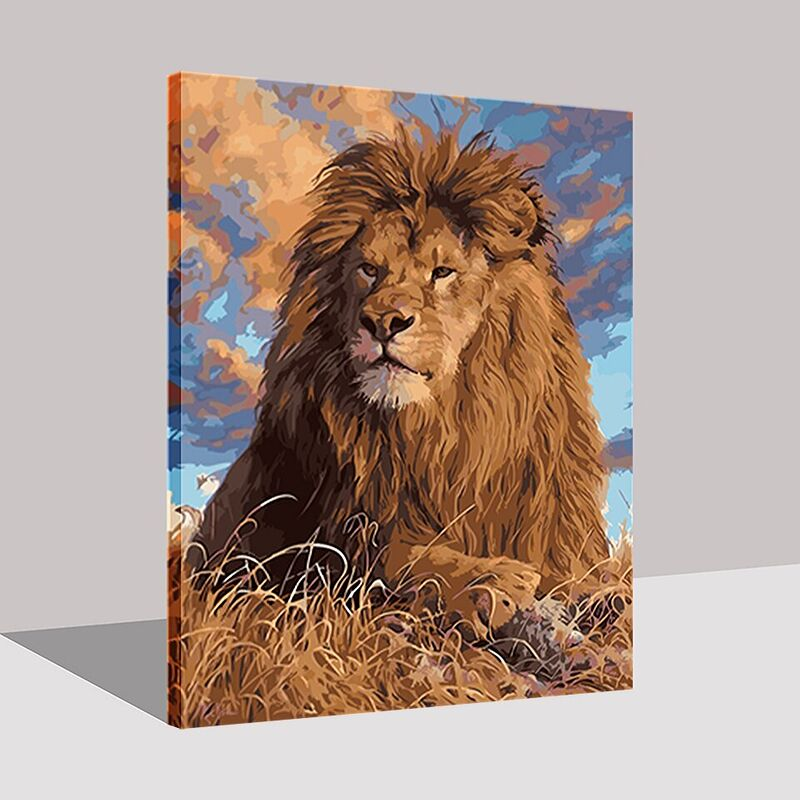 Poster lion en couleurs.