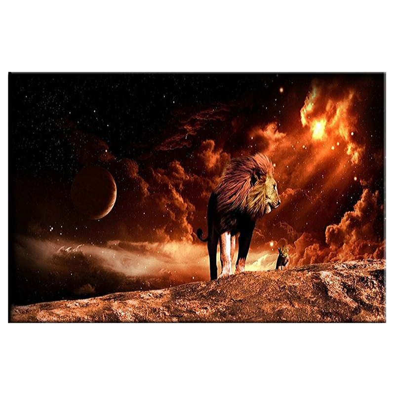 Peinture avec lion.