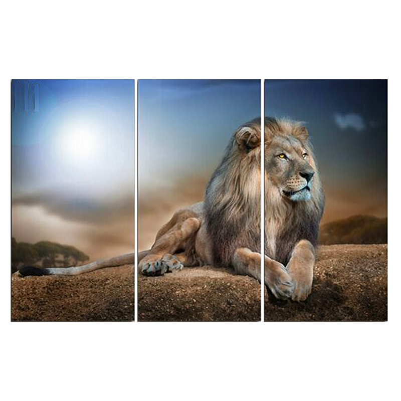 Toile lion en couleurs.