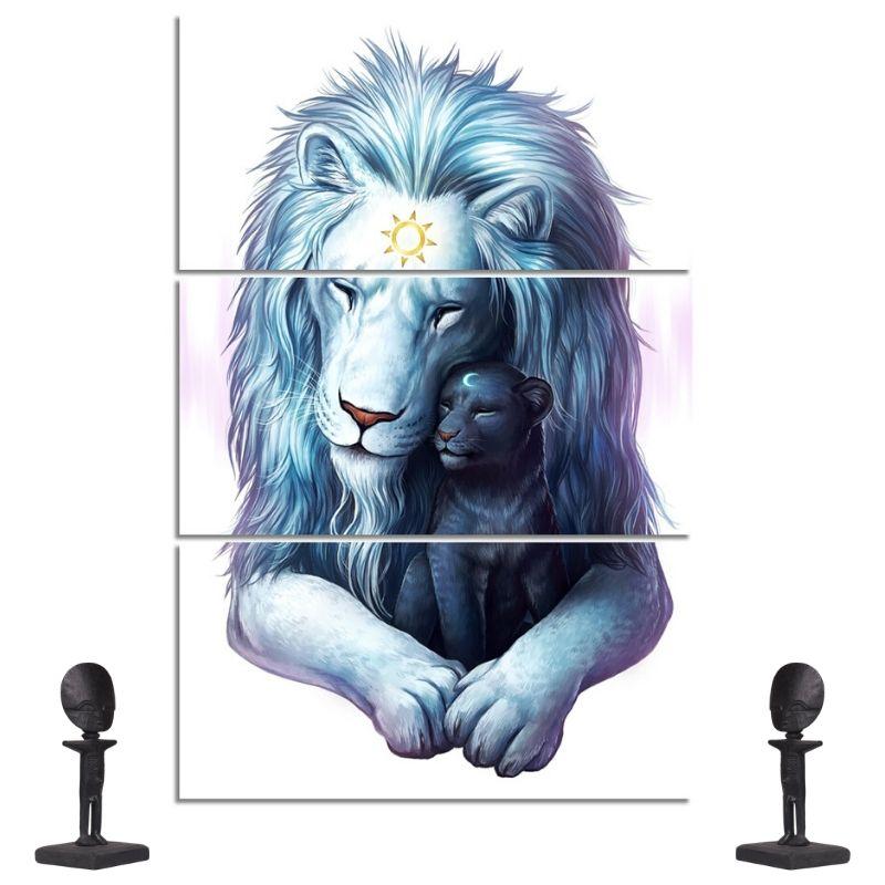Tableau Lion Blanc Lion Noir